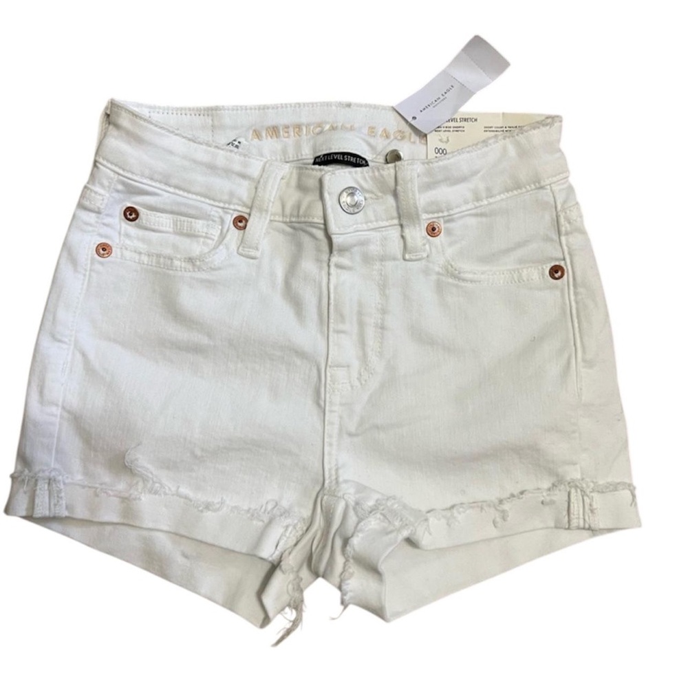 American Eagle Outfitters Petite Women Teen Girl White Denim Shorts Stretch